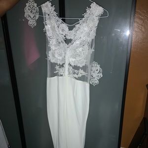 White flower laced jumpsuit
